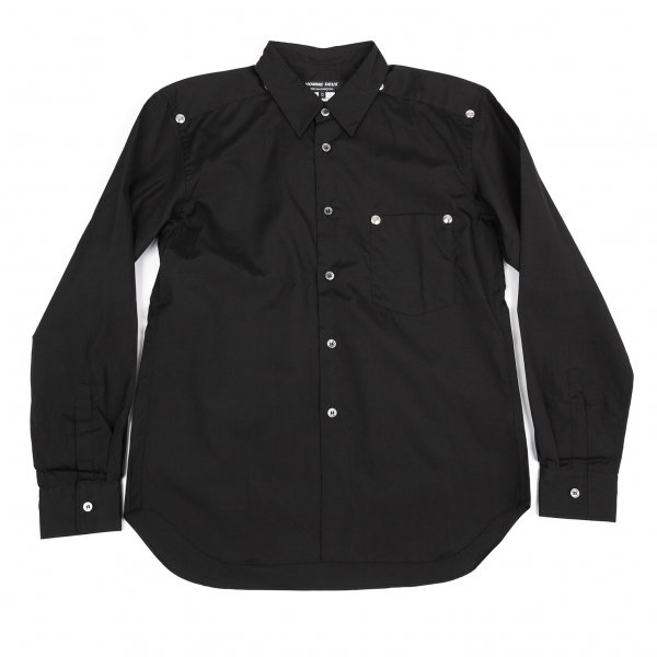 コムデギャルソン オムドゥCOMME des GARCONS HOMME DEUX スタッズデザインコットンシャツ 黒XS
