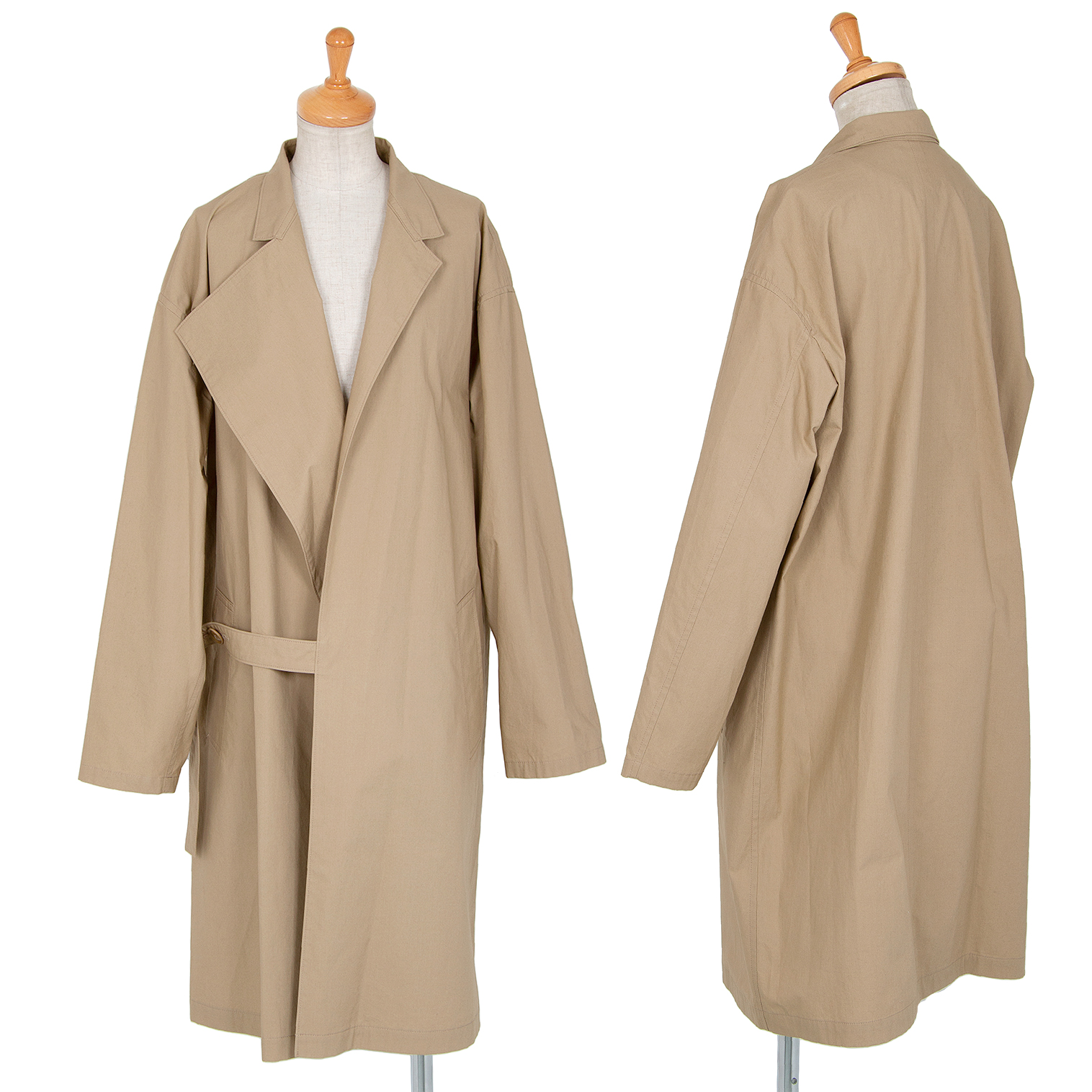 ワイズY's コットン襟デザインスプリングコート モカ1