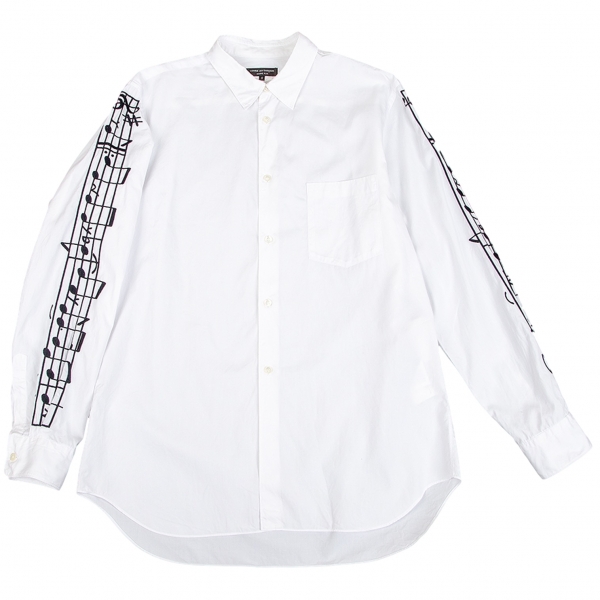 コムデギャルソン オムプリュスCOMME des GARCONS HOMME PLUS 袖楽譜刺繍デザインシャツ 白S