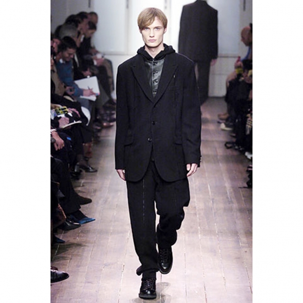 Yohji Yamamoto POUR HOMME Leather Switched Wool Pants (Trousers