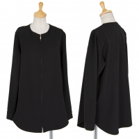  Y's Wool Gabardine Zip Design Long Sleeve Shirt Black 3