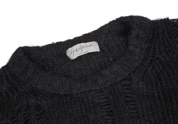 Yohji Yamamoto POUR HOMME Crush Design Knit Sweater Black 3 | PLAYFUL