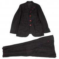  Yohji Yamamoto POUR HOMME Red Stitch Jacket & Pants Black 4