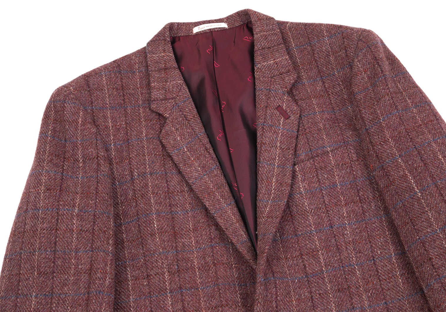 Papas Harris Tweed Plaids Jacket Bordeaux M46 | PLAYFUL