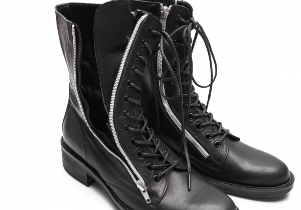Yohji Yamamoto FEMME Leather Double Zip Design Boots Black About