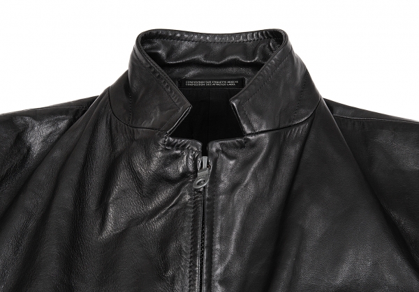 Yohji Yamamoto POUR HOMME riri Zip Leather Jacket Black 3 | PLAYFUL