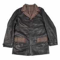  Yohji Yamamoto POUR HOMME Tweed Reversible Leather Half Coat Black,Brown 5