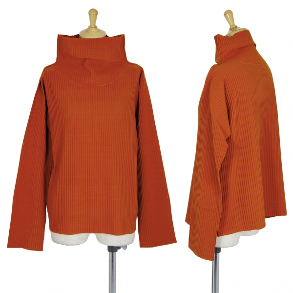 ISSEY MIYAKE A-POC Pleats High Neck T Shirt Orange One size | PLAYFUL