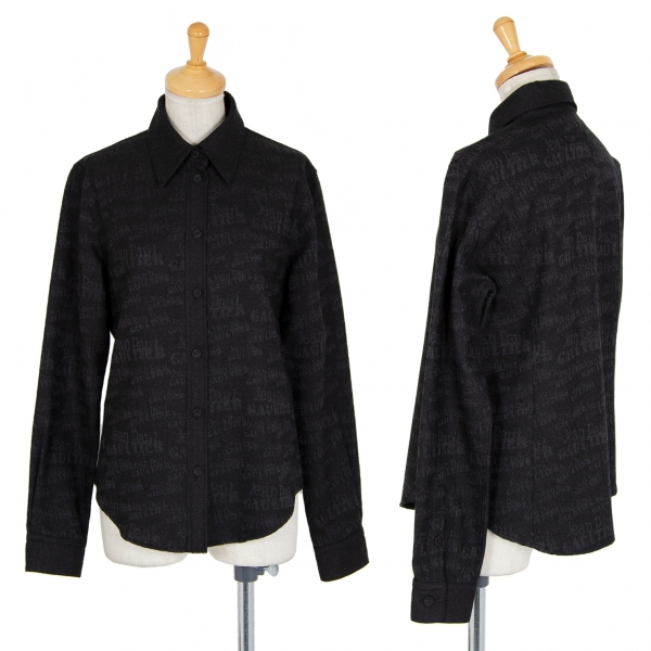 ジャンポールゴルチエ クラシックJean Paul GAULTIER CLASSIQUE ロゴ織りウールシャツ 黒40