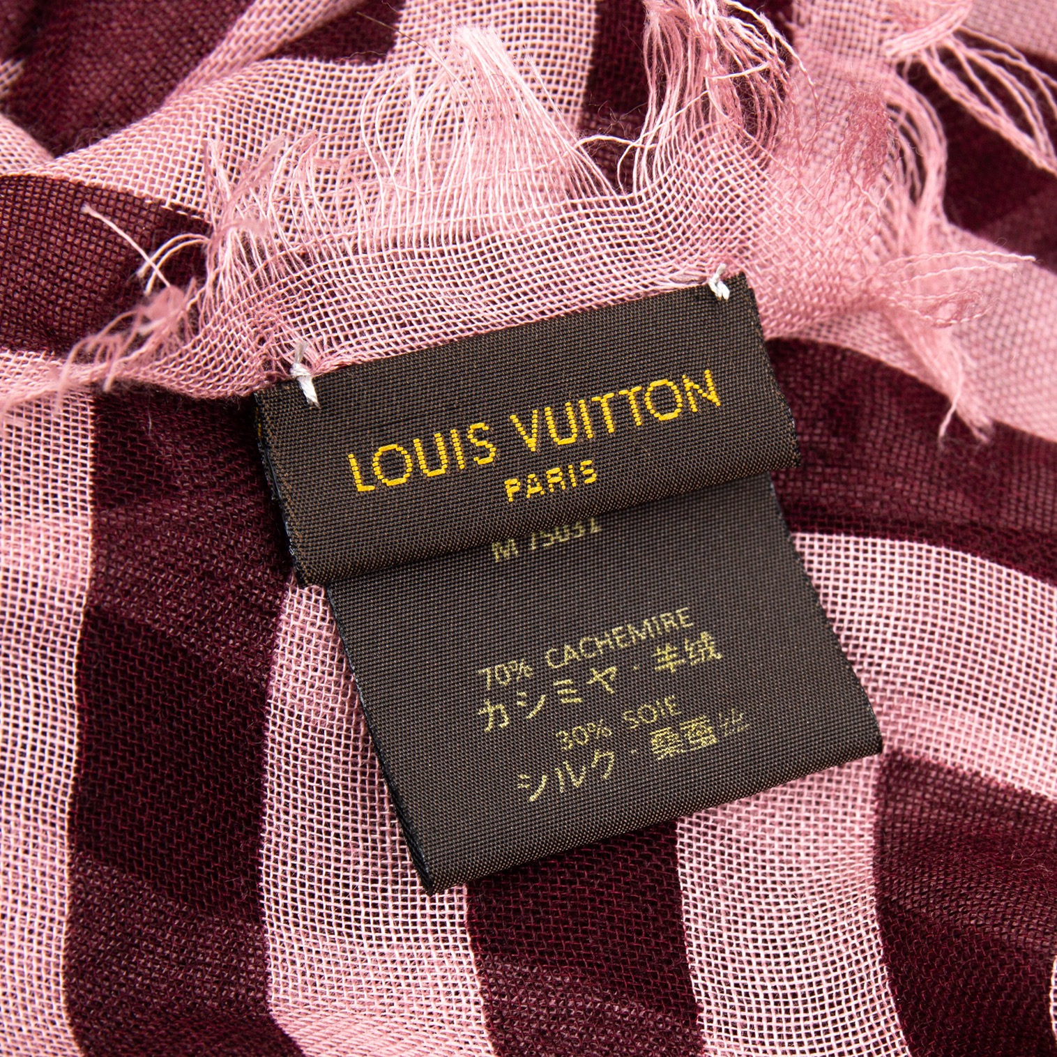 ルイヴィトンLouis Vuitton カシミヤシルクジグザグ柄ストール 紫