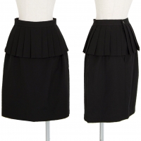  Y's Pleats Layered Wool Skirt Black S-M
