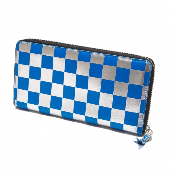 COMME des GARCONS Checker Foil Wallet Silver,Blue | PLAYFUL