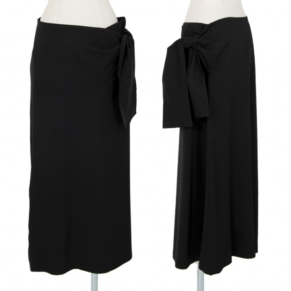 ワイズY's ウールギャバサイドリボンスカート 黒3