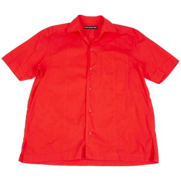 イッセイミヤケ メンISSEY MIYAKE MEN コットン製品染め胸横ポケット半袖シャツ 赤2