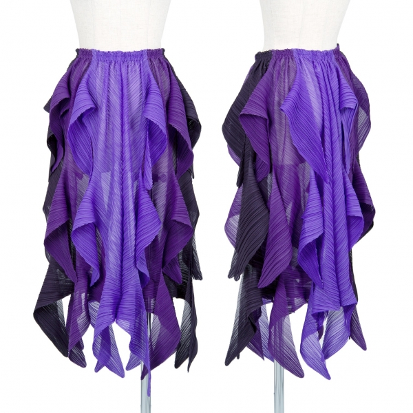 イッセイミヤケ フェットISSEY MIYAKE FETE シースルーカッティングデザインスカート 紫2