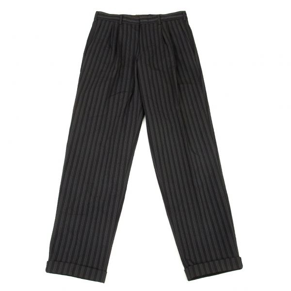  COMME des GARCONS HOMME PLUS Striped Poly Pants (Trousers) Forest green M