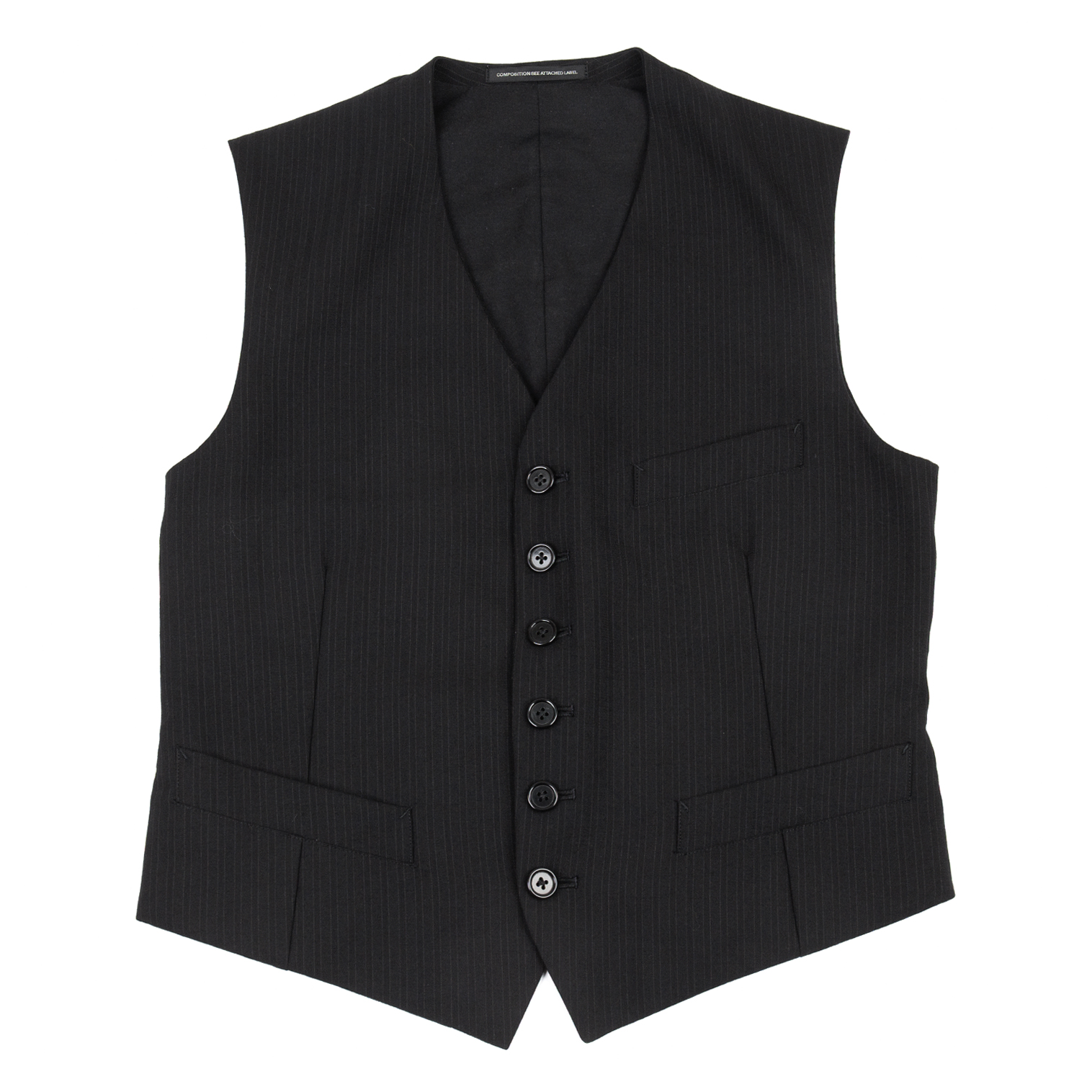 Y's for men Striped Wool Vest (Waistcoat) Black 2 | PLAYFUL