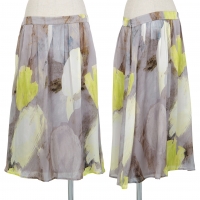 YOSHIE INABA L'EQUIPE Printed Silk Skirt Grey 13