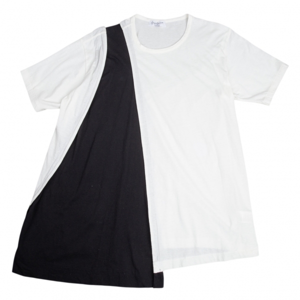 ヨウジヤマモト プールオムYohji Yamamoto POUR HOMME バイカラー切替デザインTシャツ 白黒3