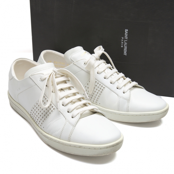 Tordenvejr Oprør Becks SAINT LAURENT PARIS Studs Leather Sneakers (Trainers) White 40 | PLAYFUL