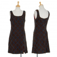  ANNA SUI Argyle Checked Loop Knit Sleeveless Tunic (Jumper) Brown 2