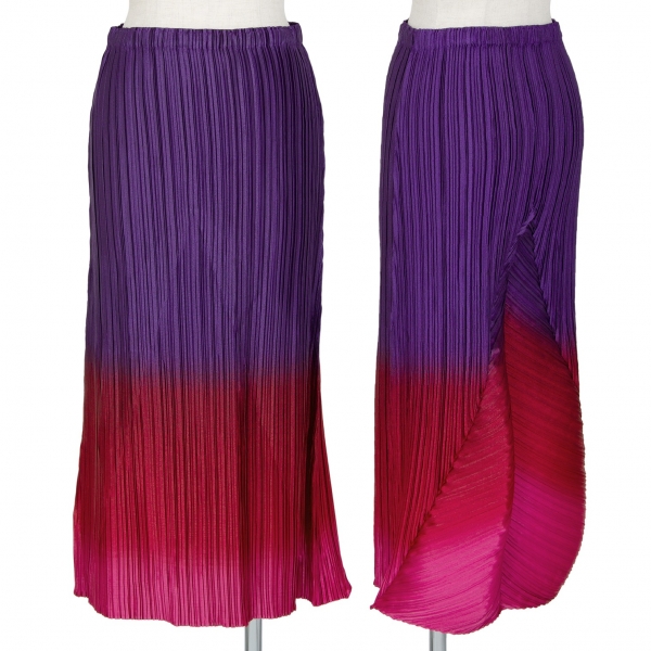 イッセイミヤケISSEY MIYAKE グラデーションカラープリーツスカート 赤紫他2