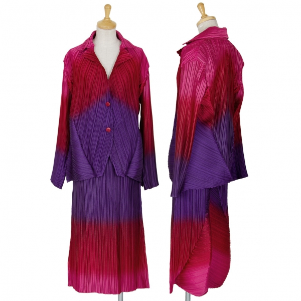 売れ筋新商品 @ イッセイミヤケ フリルスカート えんじっぽい赤紫色 