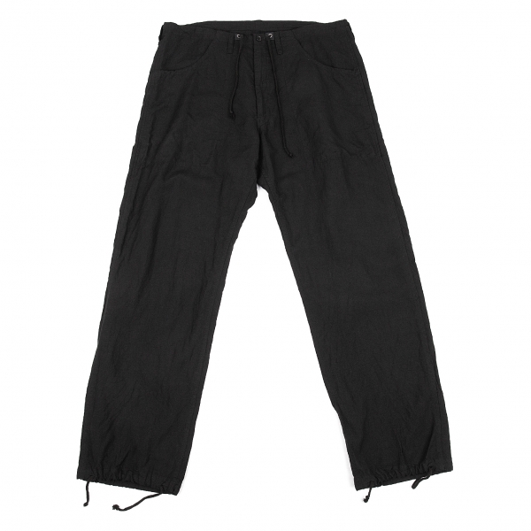 Yohji Yamamoto POUR HOMME Wool Linen String Hem Pants (Trousers) Black ...