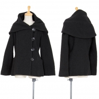  YOSHIE INABA L'EQUIPE Wool Nylon Big Collar Jacket Black 36
