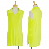  PLEATS PLEASE Collar Design Sleeveless Shirt Yellow-green 5