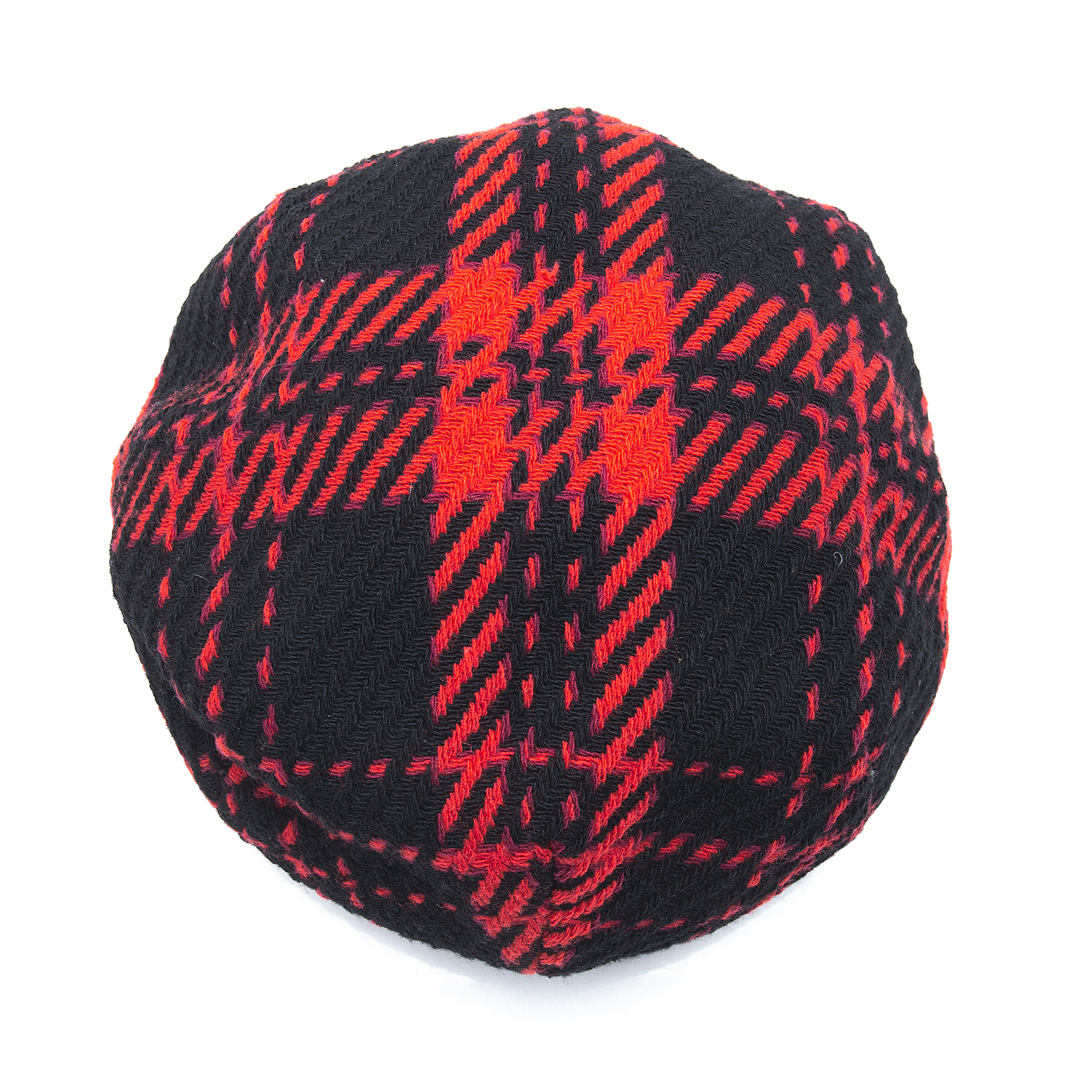 YOHJI YAMAMOTO ハンチング・ベレー帽 - 赤x黒(チェック)