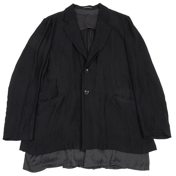 ヨウジヤマモト プールオムYohji Yamamoto POUR HOMME キュプラレーヨン裾レイヤードデザインジャケット 黒4