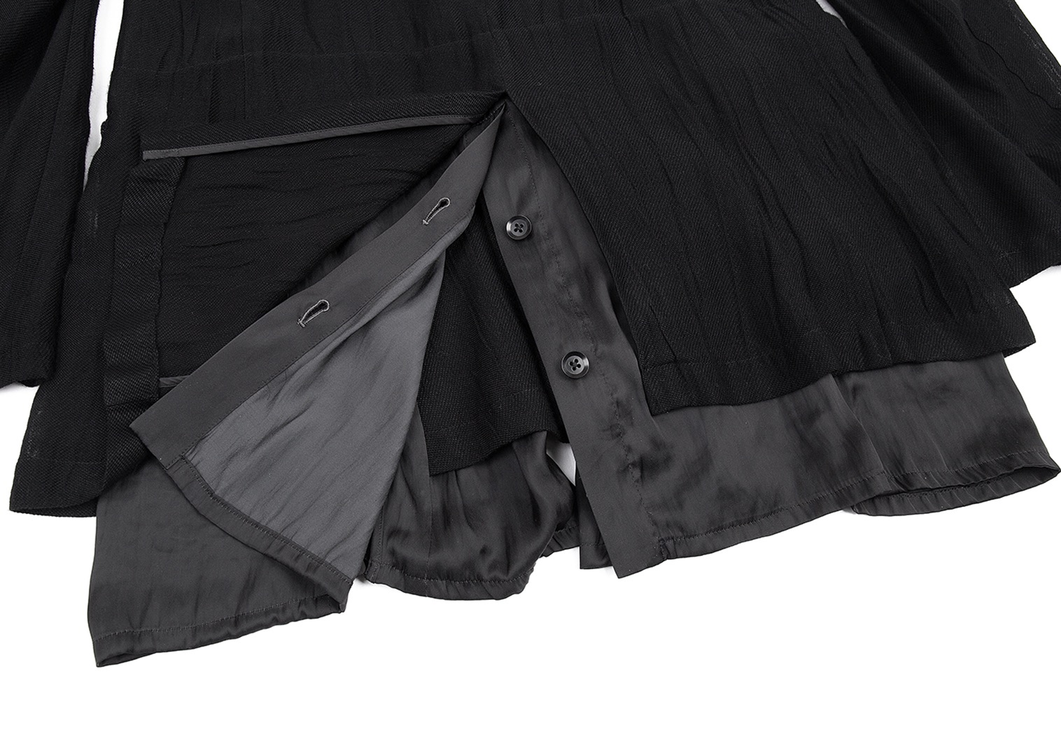 ヨウジヤマモト プールオムYohji Yamamoto POUR HOMME キュプラレーヨン裾レイヤードデザインジャケット 黒4