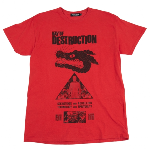 アンダーカバーUNDERCOVER 破壊の日グラフィックプリントTシャツ 赤M