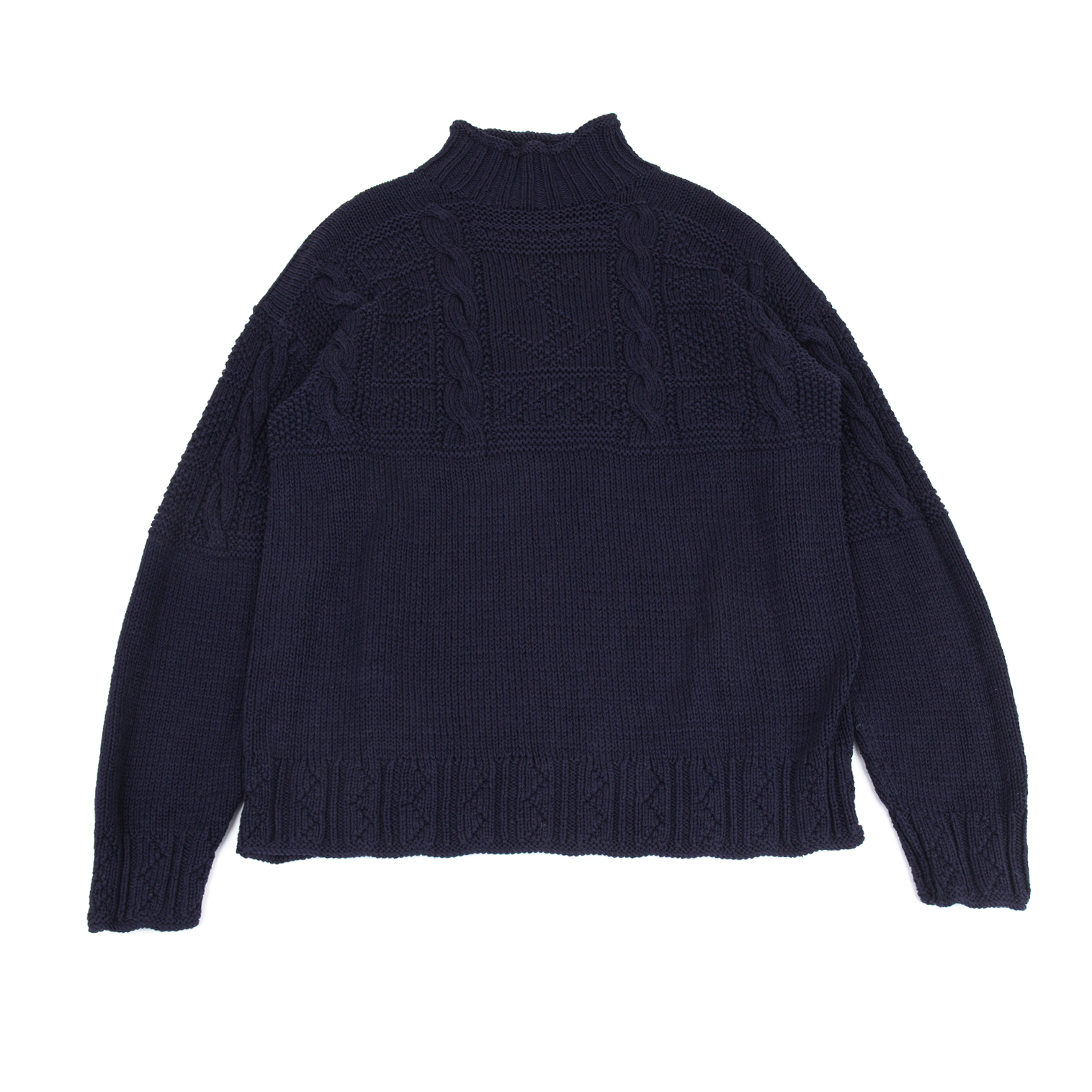 POLO RALPH LAUREN High-neck Hand Knit Sweater (Polo Neck Jumper) Navy ...