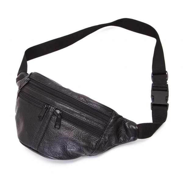 PERVERZE Shrink Leather Waist Bag Black | PLAYFUL