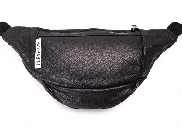 PERVERZE Shrink Leather Waist Bag Black | PLAYFUL