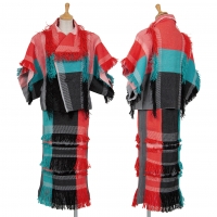  ISSEY MIYAKE Paper Blended Fringe Woven Jacket & Skirt Multi-Color 2