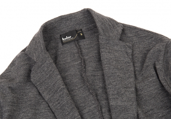 Kolor Wool Knit Button-less Jacket Grey 3 | PLAYFUL