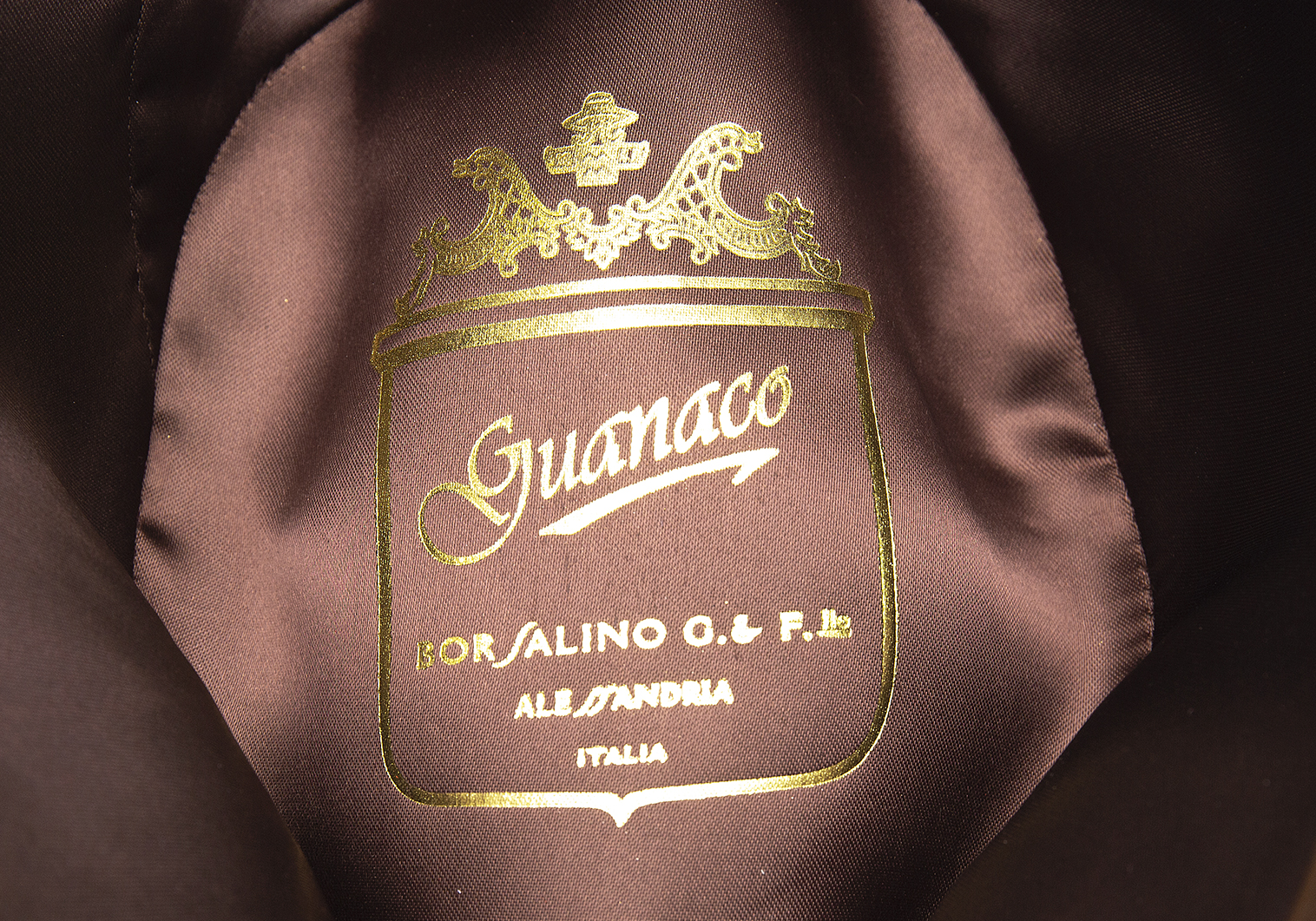 ボルサリーノBorsalino Guanaco グアナコフェルトファーハット 茶60