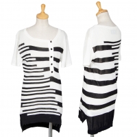  plyy by RAGNE KIKAS Striped Short Sleeve Knit (Jumper) White,Black 2