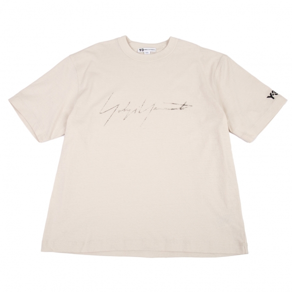 ワイスリーY-3 シグネチャーロゴプリントTシャツ ベージュXL