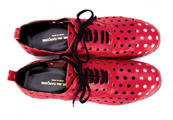 COMME des GARCONS Punching Dot Leather Shoes Red About US 6 | PLAYFUL
