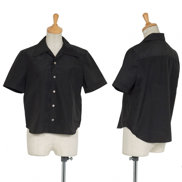 トリココムデギャルソンtricot COMME des GARCONS ポリ半袖オープンカラーシャツ 黒M位
