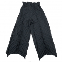  Unbranded Herringbone Pleats Wrinkle Pants (Trousers) Black S-M