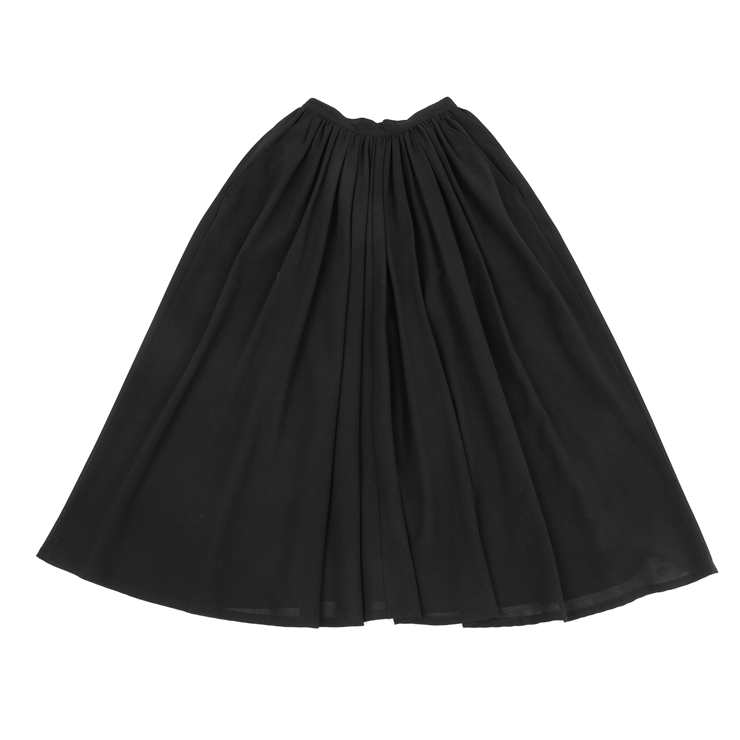 Yohji Yamamoto FEMME Wool Shirring Flare Skirt Black SS | PLAYFUL