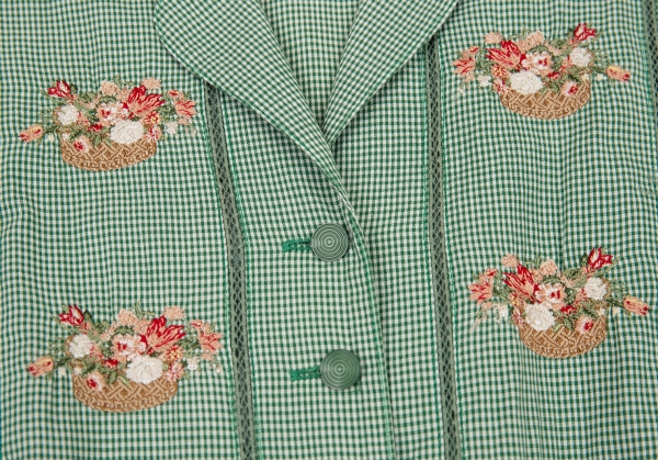KANEKO ISAO Embroidery Plaid Dress Green S-M | PLAYFUL