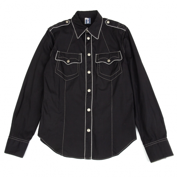 ジーンズポールゴルチエJean's Paul GAULTIER パイピングデザインミリタリーシャツ 黒50