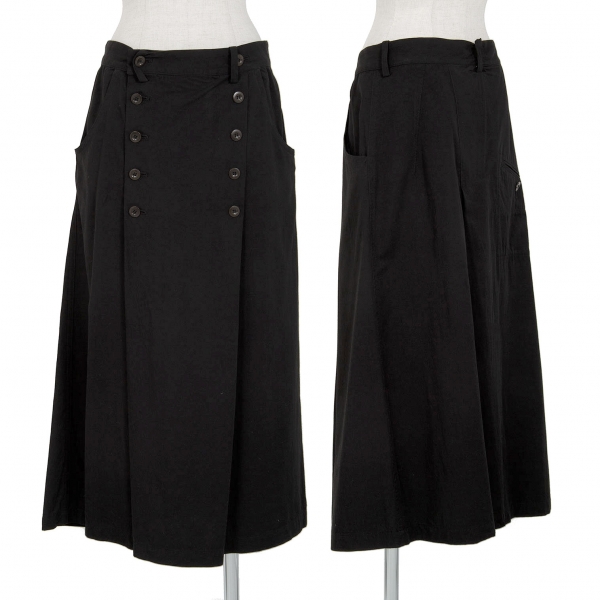 ワイズY's コットンレーヨンダブルボタンスカート 黒2