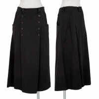  Y's Cotton Rayon Double Button Skirt Black 2